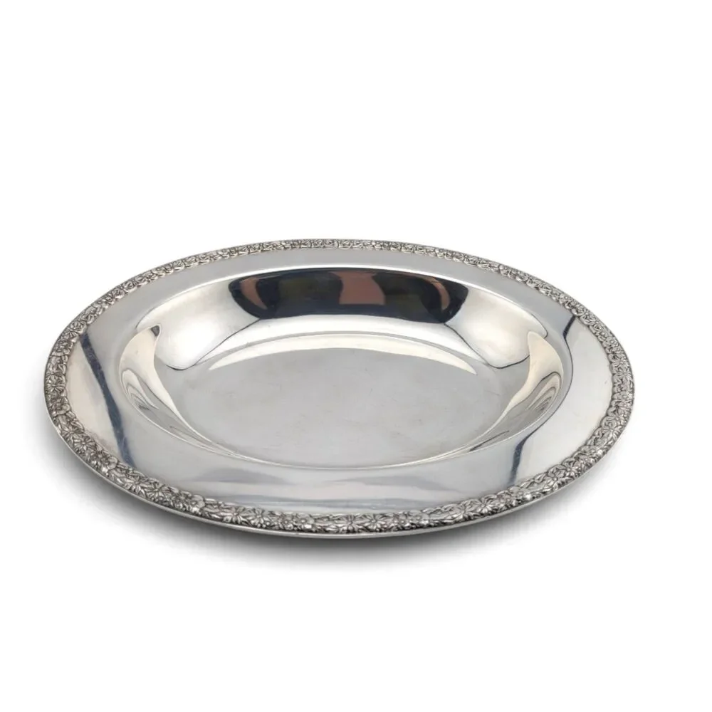 Vintage Wm Rogers Primrose 7812 Silver-plate Serving Bowl Floral Rim 11